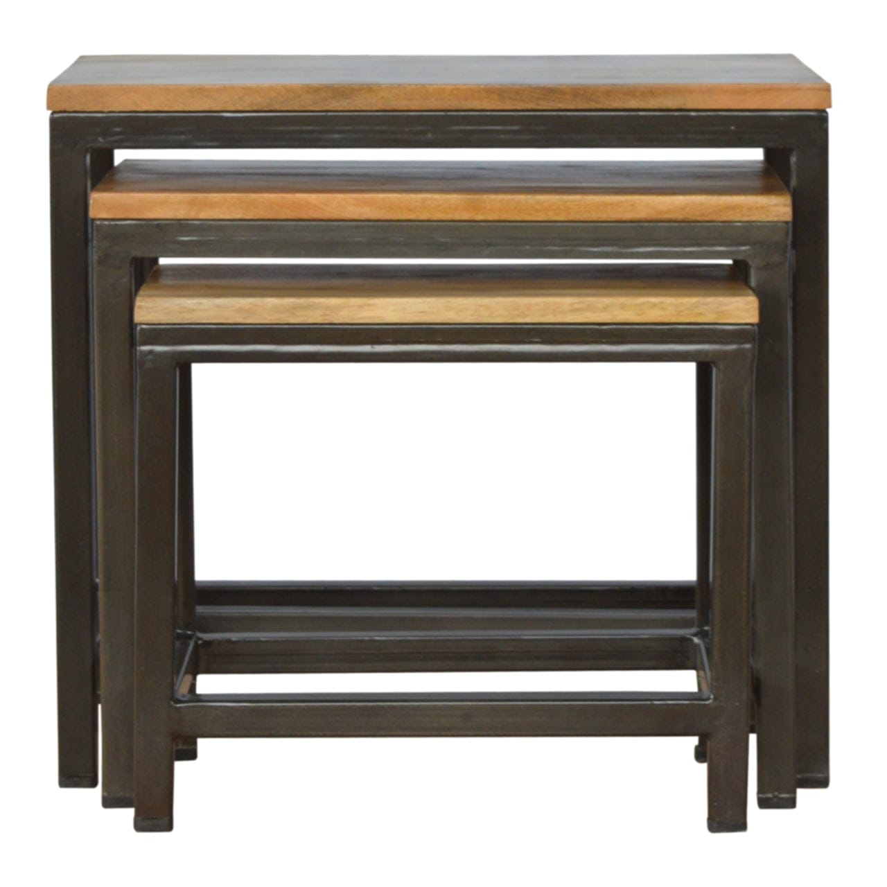 Mid-Century Modern Handcrafted Stool - Solid Mango Wood Accent Seating - product view 2 showing handcrafted solid mango...