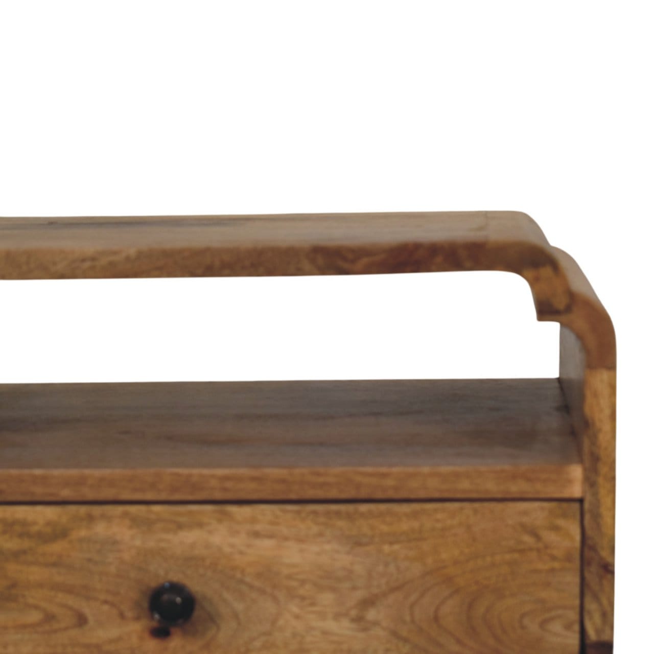 Mid-Century Modern Newton Oak-ish Nightstand - Solid Mango Wood Bedside Table for Bedroom - product view 4 showing...