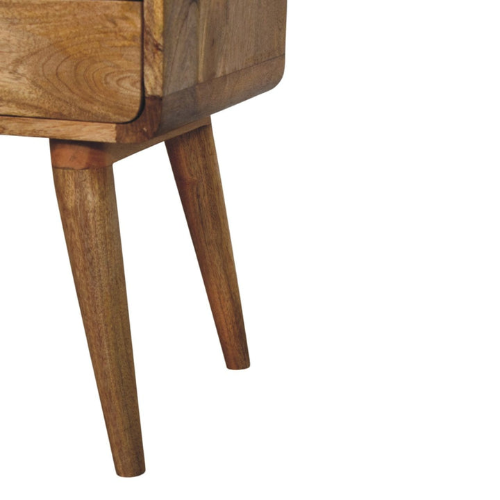 Mid-Century Modern Newton Oak-ish Nightstand - Solid Mango Wood Bedside Table for Bedroom - product view 7 showing...