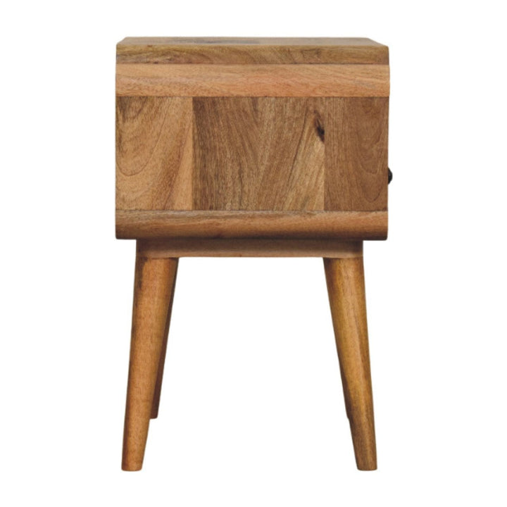 Mid-Century Modern Newton Oak-ish Nightstand - Solid Mango Wood Bedside Table for Bedroom - product view 8 showing...