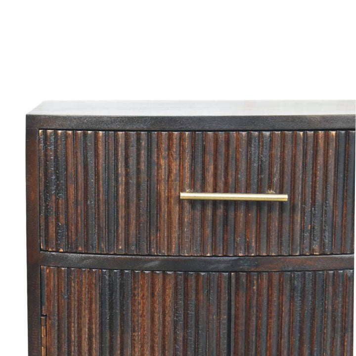 Milan Nightstand - Solid Mango Wood Bedside Table for Bedroom - product view 4 showing handcrafted solid mango wood...
