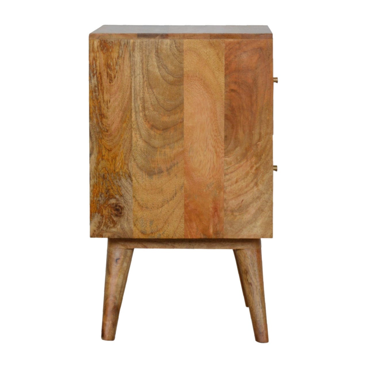 Mid-Century Modern Slate Pattern Nightstand - Solid Mango Wood Bedside Table for Bedroom - product view 7 showing...