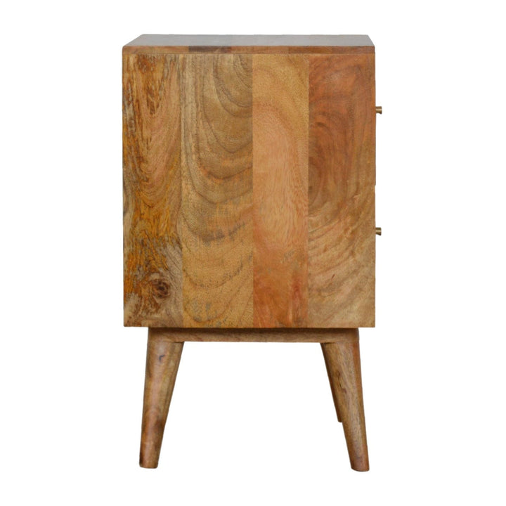 Mid-Century Modern Slate Pattern Nightstand - Solid Mango Wood Bedside Table for Bedroom - product view 7 showing...