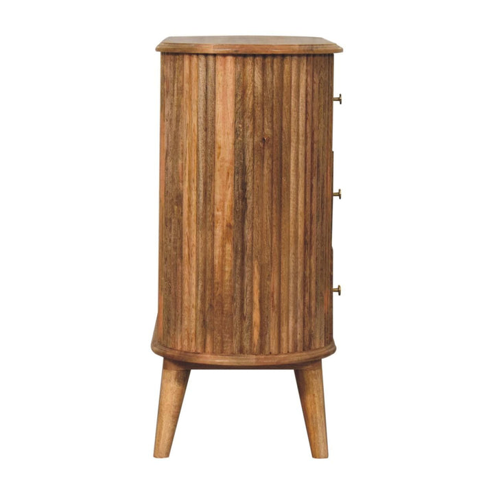 Mid-Century Modern Nordic Dresser - Solid Mango Wood Storage Chest for Bedroom - product view 9 showing handcrafted solid...