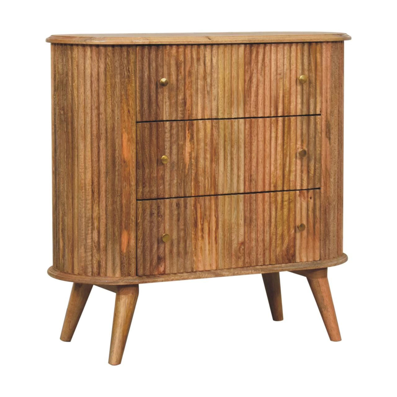 Mid-Century Modern Nordic Dresser - Solid Mango Wood Storage Chest for Bedroom - product view 3 showing handcrafted solid...
