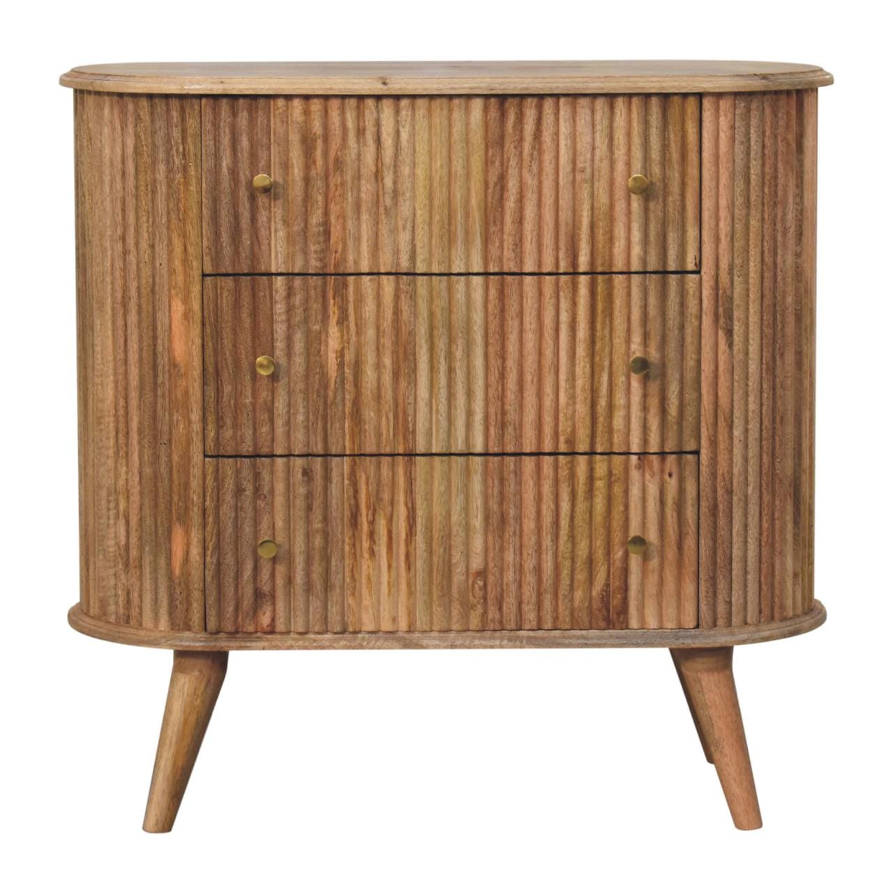 Mid-Century Modern Nordic Dresser - Solid Mango Wood Storage Chest for Bedroom - product view 2 showing handcrafted solid...