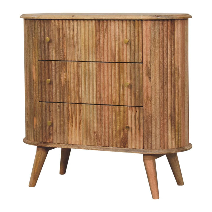 Mid-Century Modern Nordic Dresser - Solid Mango Wood Storage Chest for Bedroom - product view 4 showing handcrafted solid...