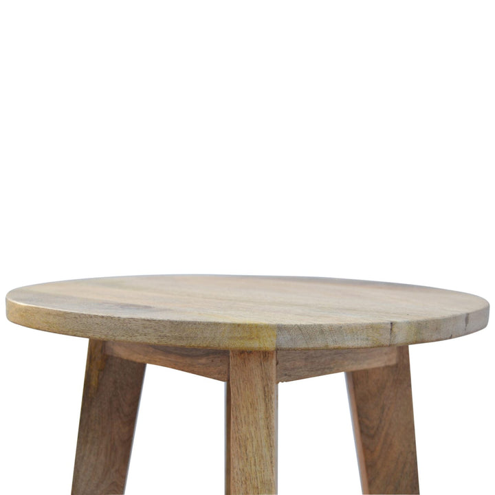 Mid-Century Modern Oak-ish Bar Stool - Solid Mango Wood Counter Stool for Kitchen - product view 3 showing handcrafted...