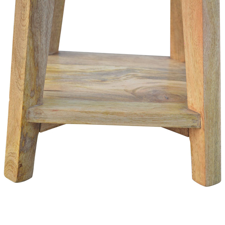 Mid-Century Modern Oak-ish Bar Stool - Solid Mango Wood Counter Stool for Kitchen - product view 4 showing handcrafted...