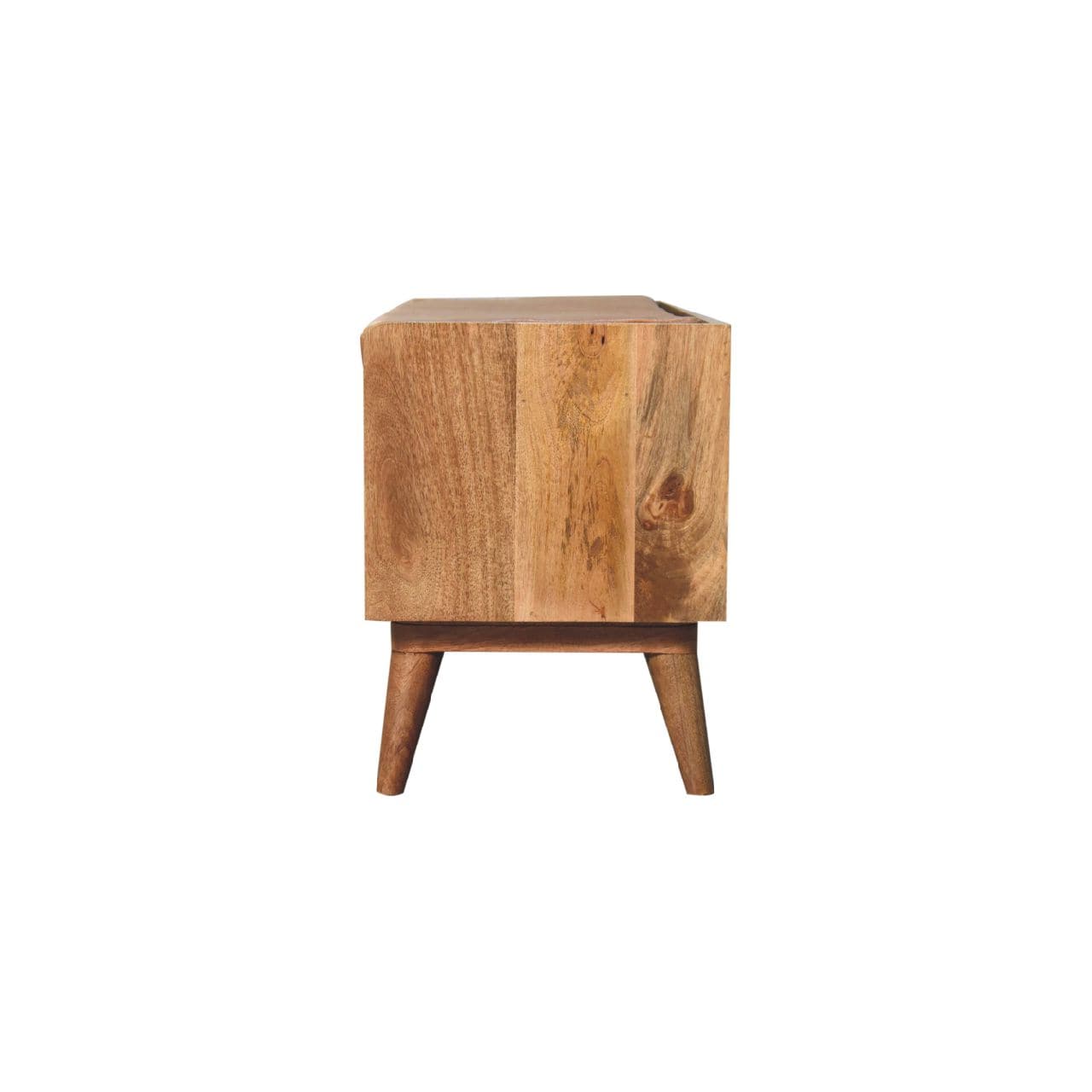 Mid-Century Modern Oak-ish Bench - Solid Mango Wood Seating Furniture for Entryway - product view 8 showing handcrafted...