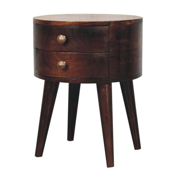 Mid-Century Modern Odyssey California Walnut Nightstand - Solid Mango Wood Bedside Table for Bedroom - product view 3...