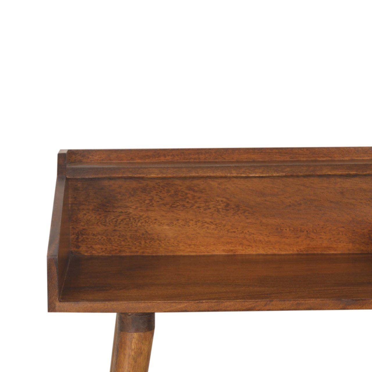Mid-Century Modern Open Chestnut Writing Desk - Solid Mango Wood Writing Table for Home Office - product view 3 showing...