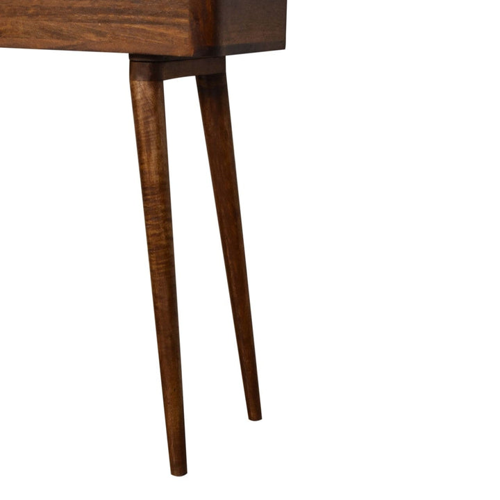 Mid-Century Modern Open-top Chestnut Console - Entryway & Hallway Table in Solid Mango Wood - product view 7 showing...