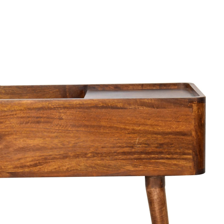Mid-Century Modern Open-top Chestnut Console - Entryway & Hallway Table in Solid Mango Wood - product view 4 showing...