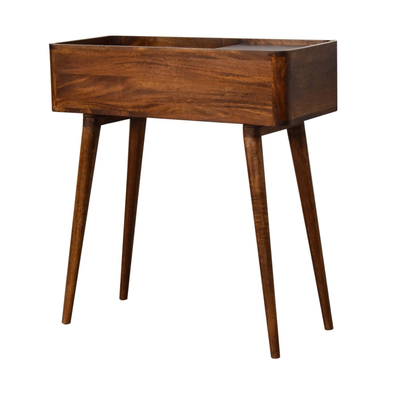 Mid-Century Modern Open-top Chestnut Console - Entryway & Hallway Table in Solid Mango Wood - product view 2 showing...
