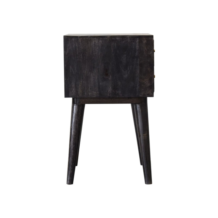 Mid-Century Modern Oslo Nightstand - Solid Mango Wood Bedside Table for Bedroom - product view 7 showing handcrafted...