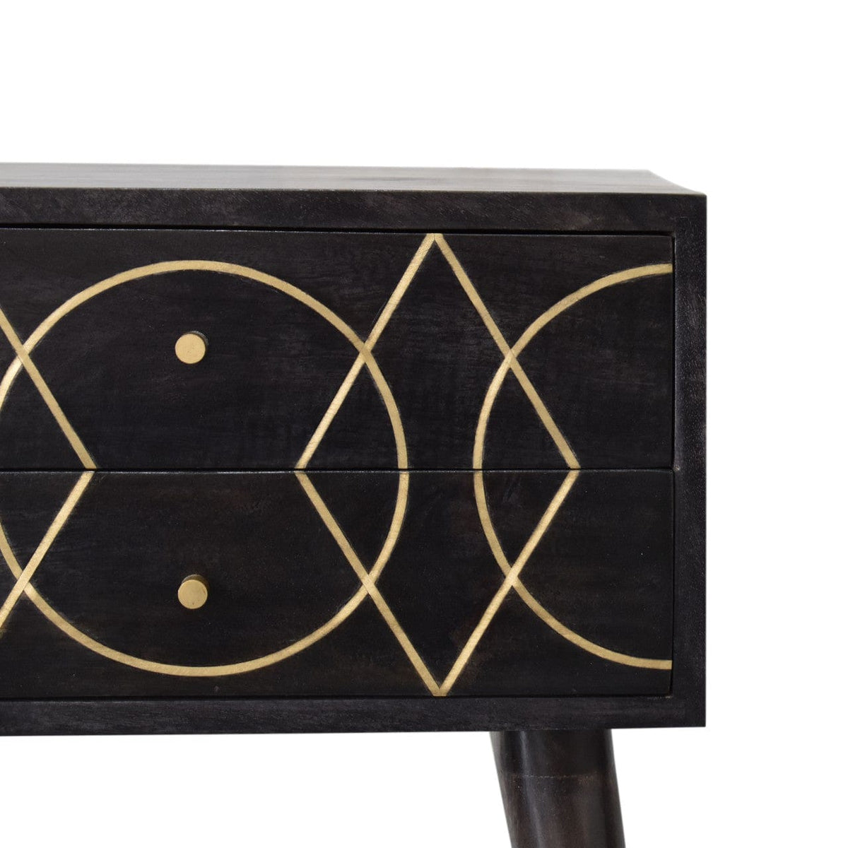 Mid-Century Modern Oslo Nightstand - Solid Mango Wood Bedside Table for Bedroom - product view 3 showing handcrafted...