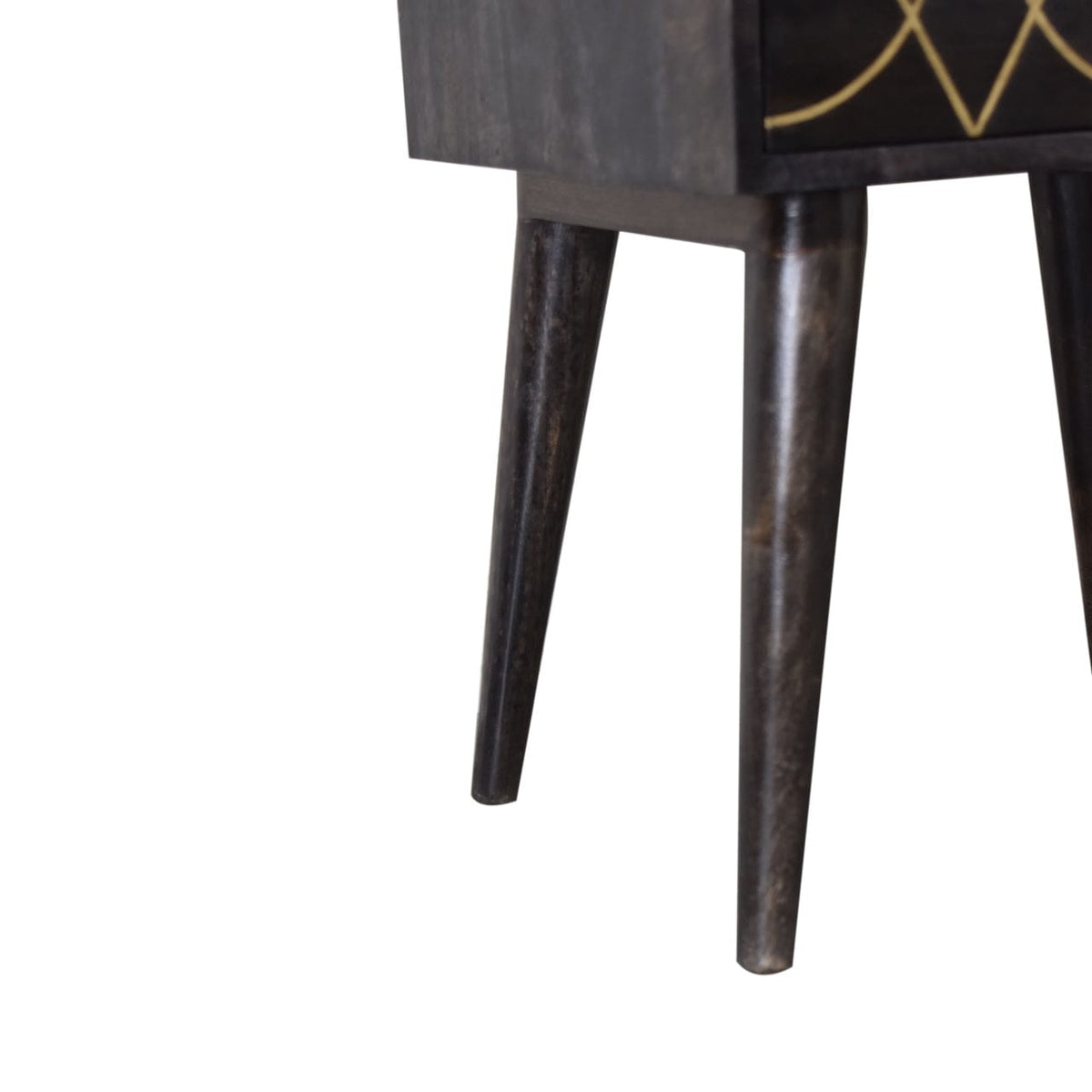 Mid-Century Modern Oslo Nightstand - Solid Mango Wood Bedside Table for Bedroom - product view 6 showing handcrafted...
