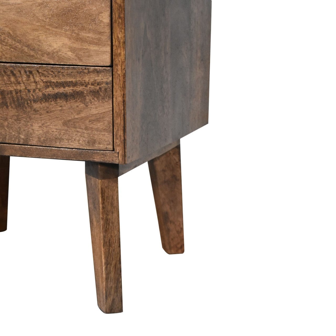 Mid-Century Modern Platform Nightstand - Solid Mango Wood Bedside Table for Bedroom - product view 9 showing handcrafted...
