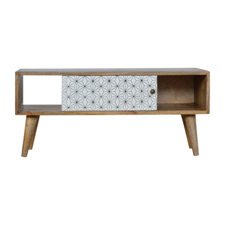 Mid-Century Modern Prima Sliding Door TV Stand - Solid Mango Wood Entertainment Center for Living Room - product view 7...