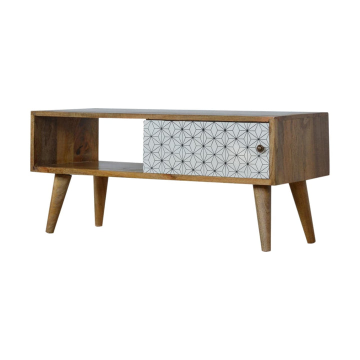 Mid-Century Modern Prima Sliding Door TV Stand - Solid Mango Wood Entertainment Center for Living Room - product view 3...
