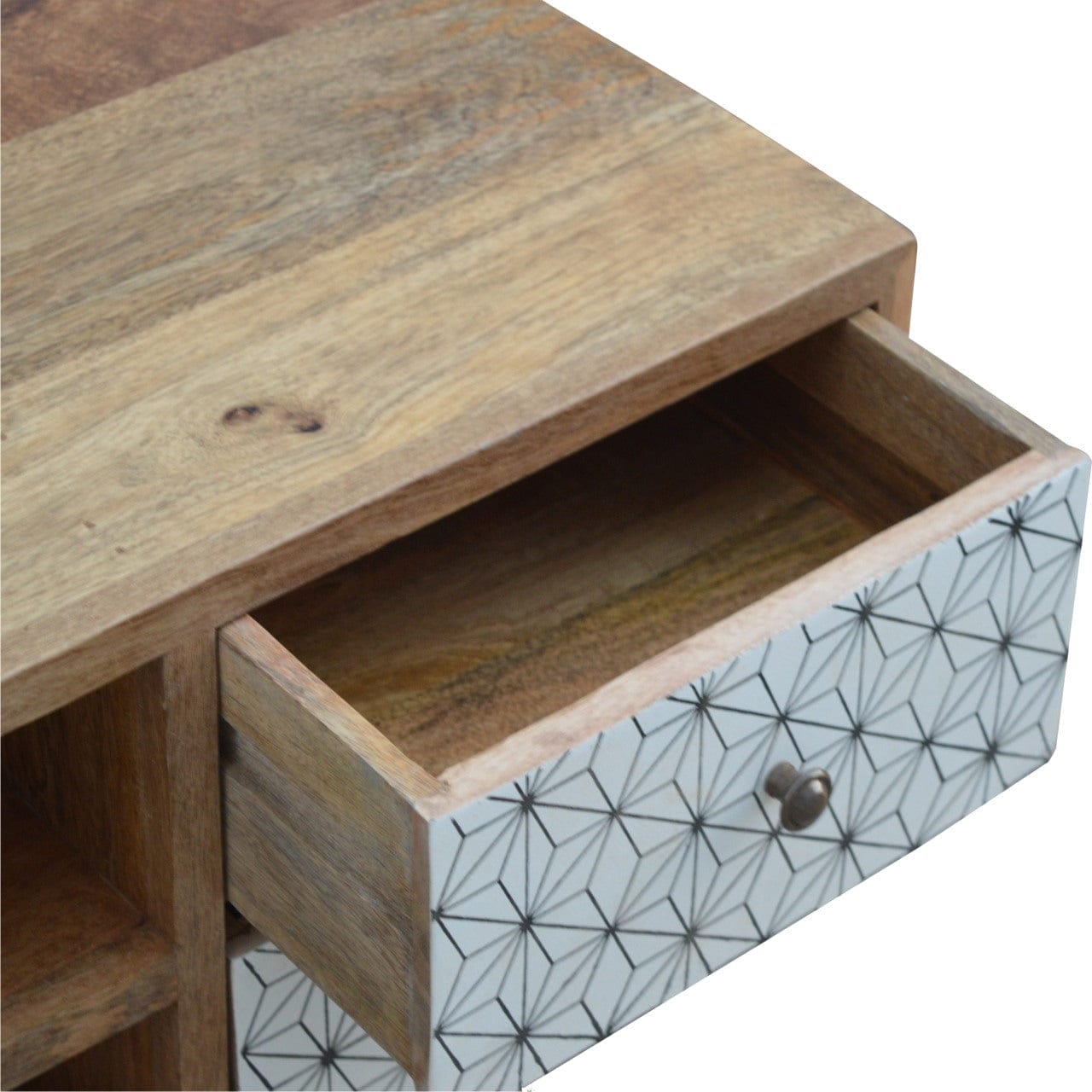 Mid-Century Modern Prima TV Stand - Solid Mango Wood Entertainment Center for Living Room - product view 5 showing...