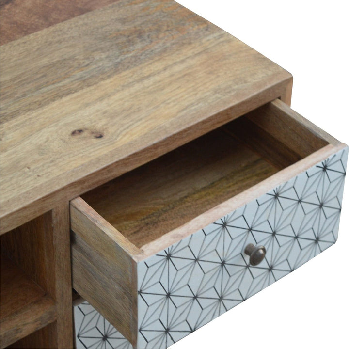 Mid-Century Modern Prima TV Stand - Solid Mango Wood Entertainment Center for Living Room - product view 5 showing...