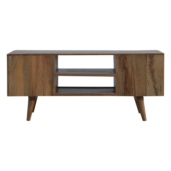 Mid-Century Modern Prima TV Stand - Solid Mango Wood Entertainment Center for Living Room - product view 8 showing...