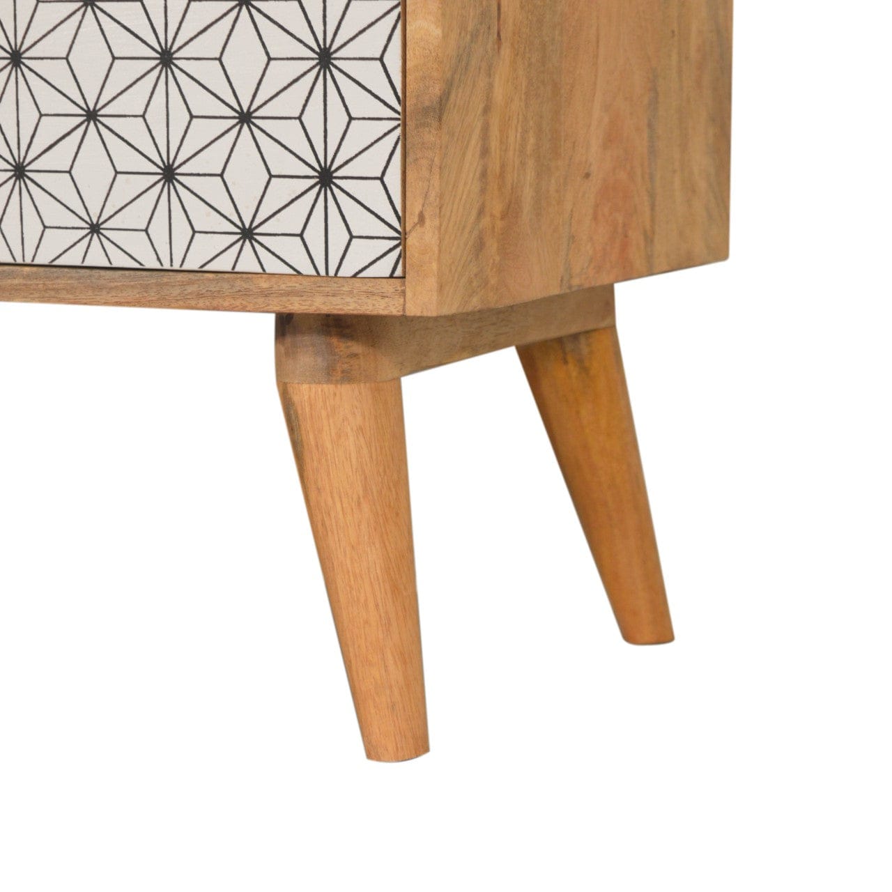 Mid-Century Modern Prima TV Unit - Entertainment Center in Solid Mango Wood - product view 6 showing handcrafted solid...