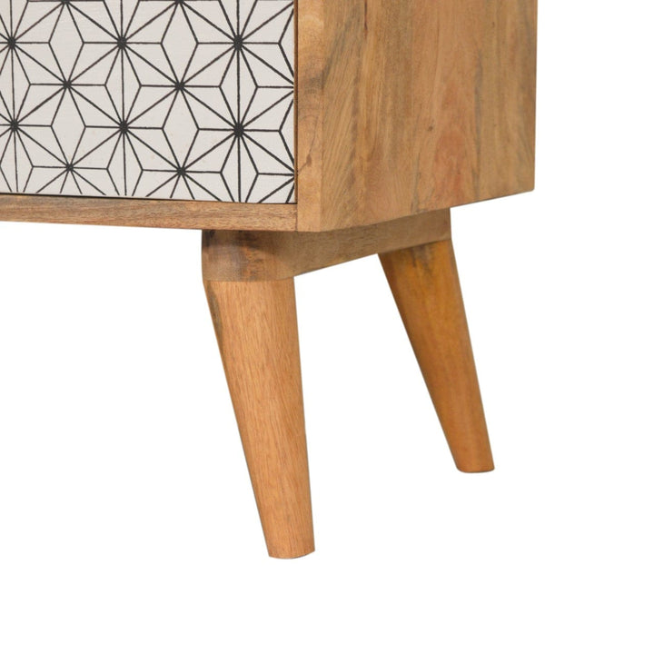 Mid-Century Modern Prima TV Unit - Entertainment Center in Solid Mango Wood - product view 6 showing handcrafted solid...