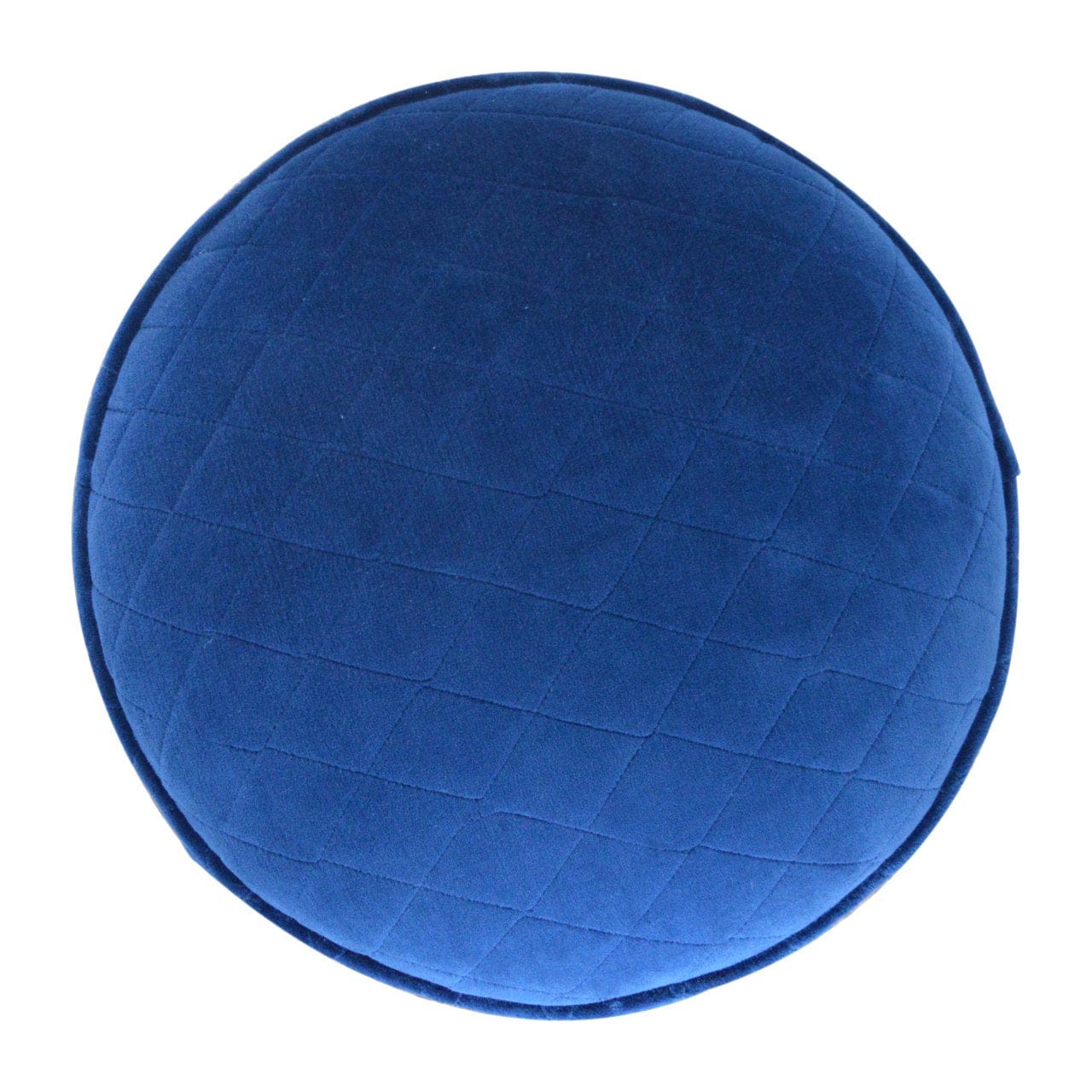 Mid-Century Modern Quilted Blue Velvet Footstool - Solid Mango Wood Accent Stool for Living Room - product view 3 showing...