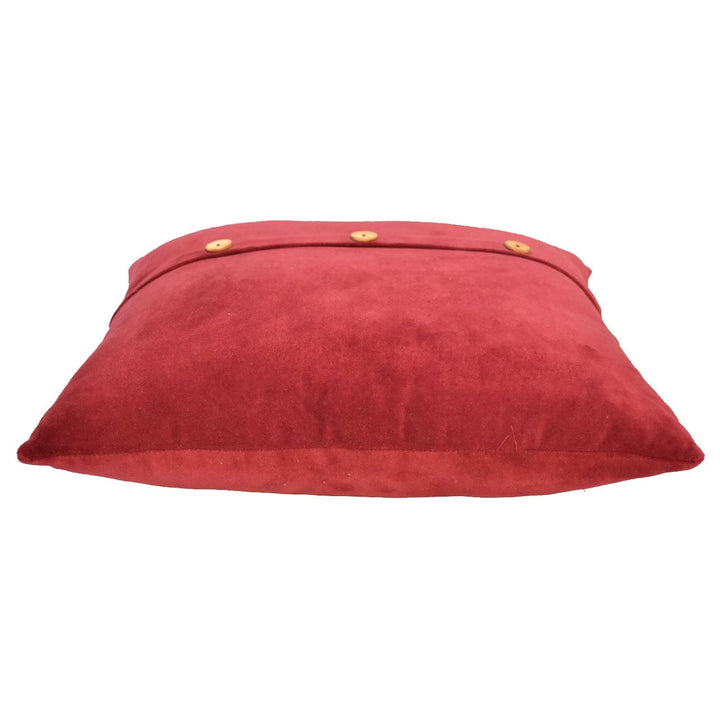 Mid-Century Modern Quinn Cushion - Wine Red in Solid Mango Wood - product view 6 showing handcrafted solid mango wood...