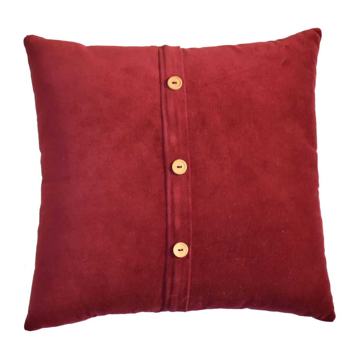 Mid-Century Modern Quinn Cushion - Wine Red in Solid Mango Wood - product view 7 showing handcrafted solid mango wood...