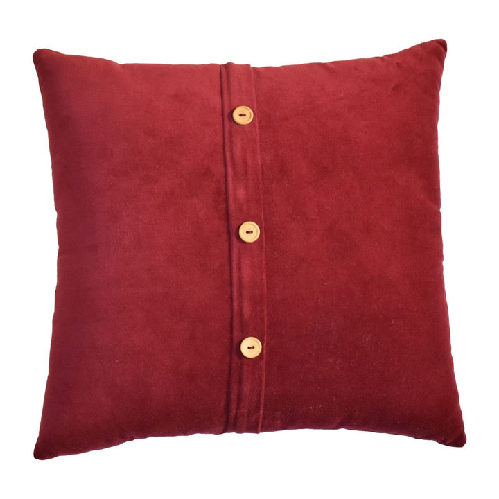 Mid-Century Modern Quinn Cushion - Wine Red in Solid Mango Wood - product view 7 showing handcrafted solid mango wood...