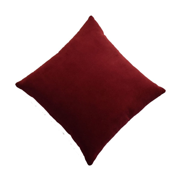 Mid-Century Modern Quinn Cushion - Wine Red in Solid Mango Wood - product view 4 showing handcrafted solid mango wood...