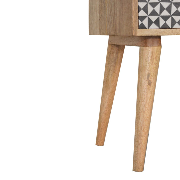 Mid-Century Modern Rafina Nightstand - Solid Mango Wood Bedside Table for Bedroom - product view 6 showing handcrafted...