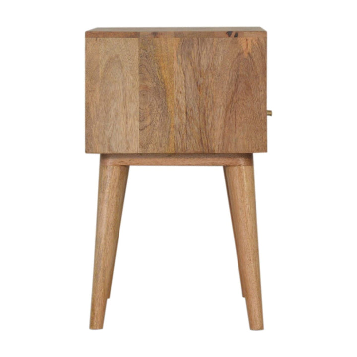 Mid-Century Modern Rafina Nightstand - Solid Mango Wood Bedside Table for Bedroom - product view 7 showing handcrafted...