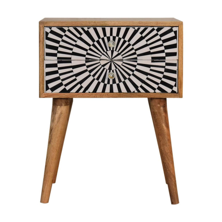 Mid-Century Modern Raine Nightstand - Solid Mango Wood Bedside Table for Bedroom - main view showing handcrafted solid...