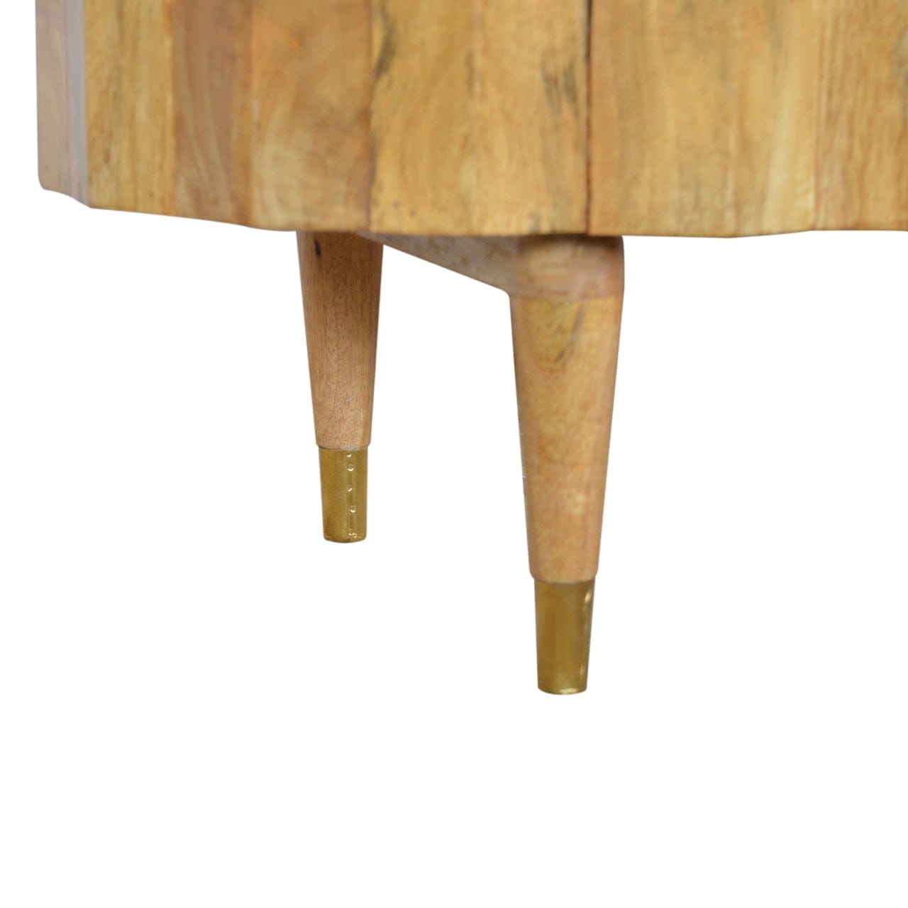 Mid-Century Modern Ridged TV Stand - Solid Mango Wood Entertainment Center for Living Room - product view 7 showing...