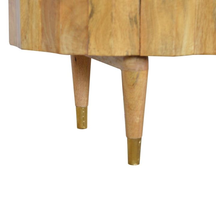 Mid-Century Modern Ridged TV Stand - Solid Mango Wood Entertainment Center for Living Room - product view 7 showing...