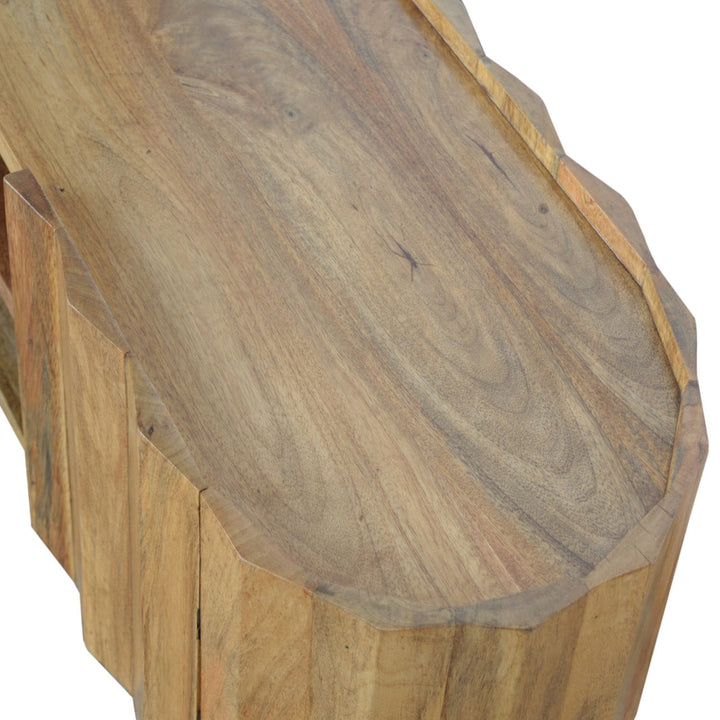 Mid-Century Modern Ridged TV Stand - Solid Mango Wood Entertainment Center for Living Room - product view 5 showing...