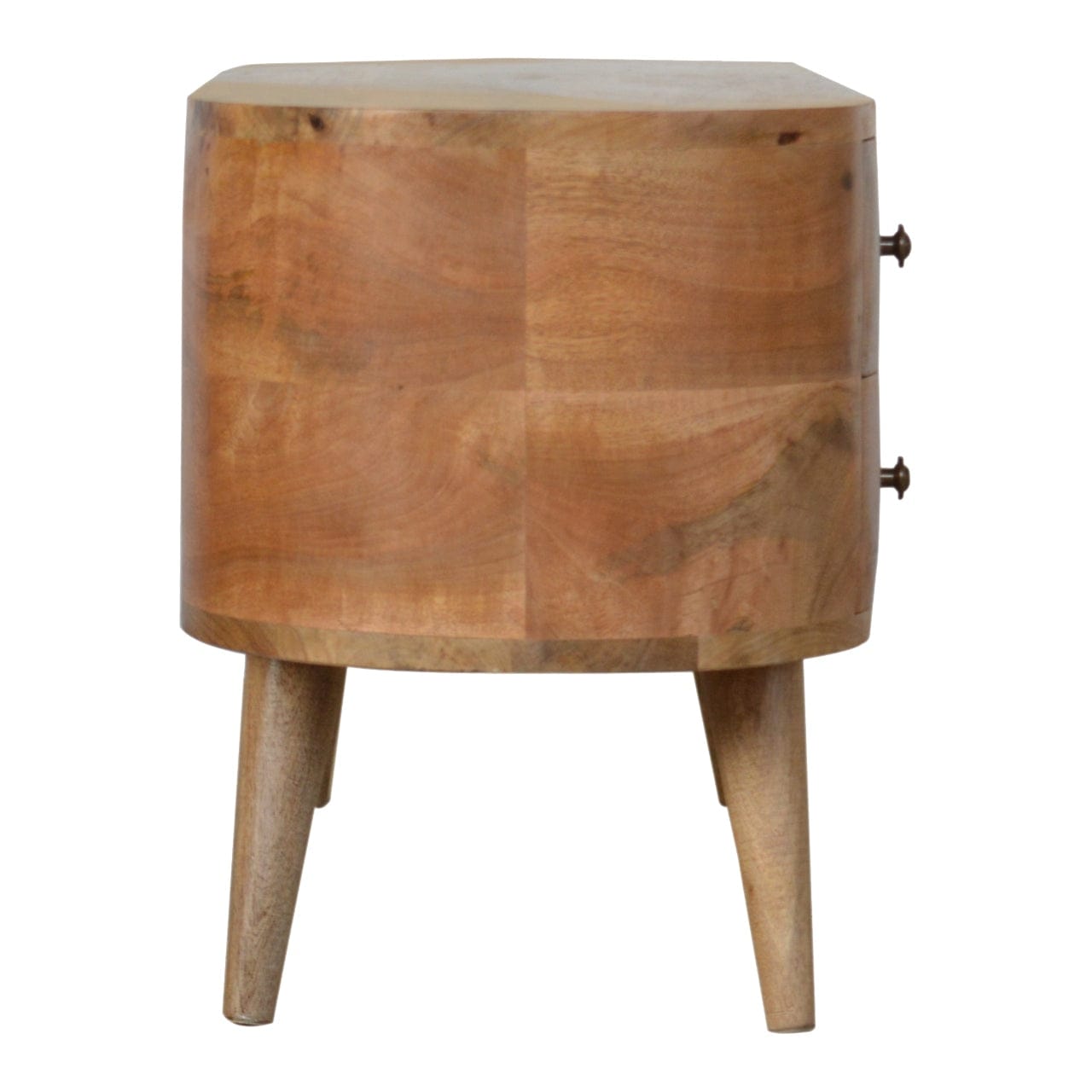 Mid-Century Modern Rounded TV Stand - Solid Mango Wood Entertainment Center for Living Room - product view 8 showing...