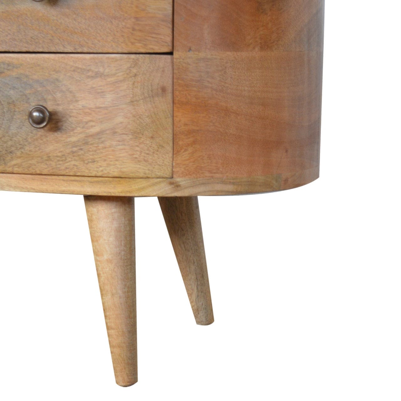 Mid-Century Modern Rounded TV Stand - Solid Mango Wood Entertainment Center for Living Room - product view 7 showing...