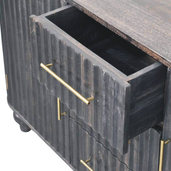 Mid-Century Modern Savoy Sideboard - Solid Mango Wood Buffet Cabinet for Dining Room - product view 5 showing handcrafted...