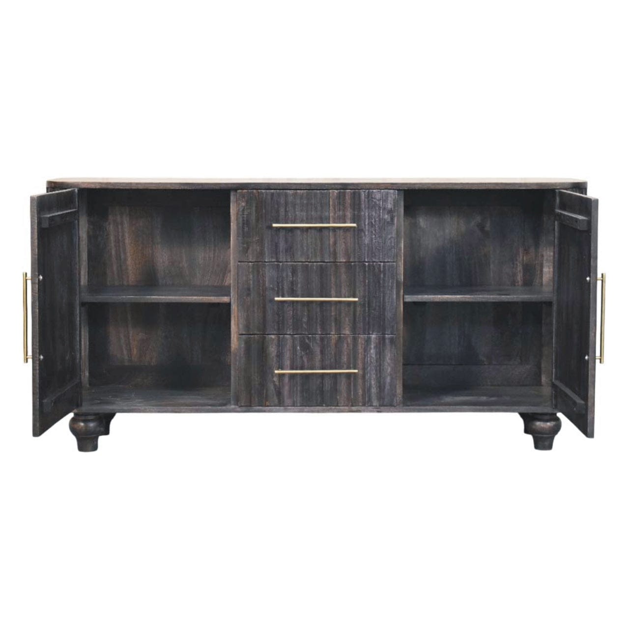 Mid-Century Modern Savoy Sideboard - Solid Mango Wood Buffet Cabinet for Dining Room - product view 8 showing handcrafted...