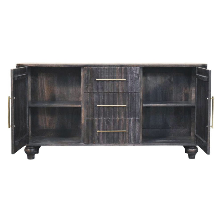 Mid-Century Modern Savoy Sideboard - Solid Mango Wood Buffet Cabinet for Dining Room - product view 8 showing handcrafted...