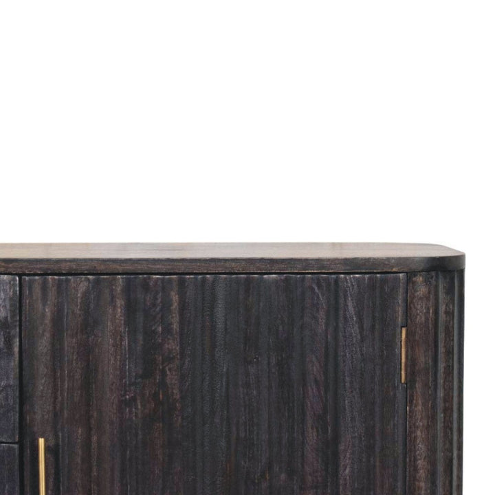 Mid-Century Modern Savoy Sideboard - Solid Mango Wood Buffet Cabinet for Dining Room - product view 4 showing handcrafted...