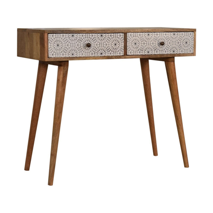Mid-Century Modern Sendai Console Table - Solid Mango Wood Hallway Console for Entryway - product view 2 showing...
