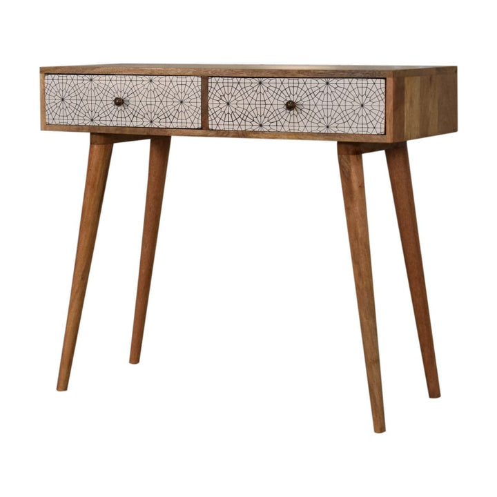 Mid-Century Modern Sendai Console Table - Solid Mango Wood Hallway Console for Entryway - main view showing handcrafted...