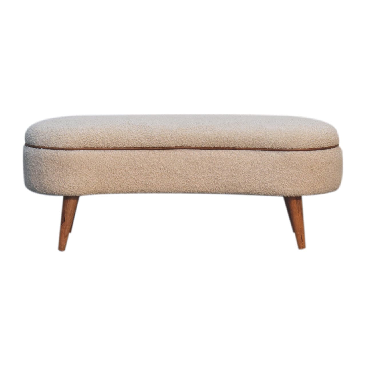 Mid-Century Modern Serenity Bench - Solid Mango Wood Seating Furniture for Entryway - main view showing handcrafted solid...